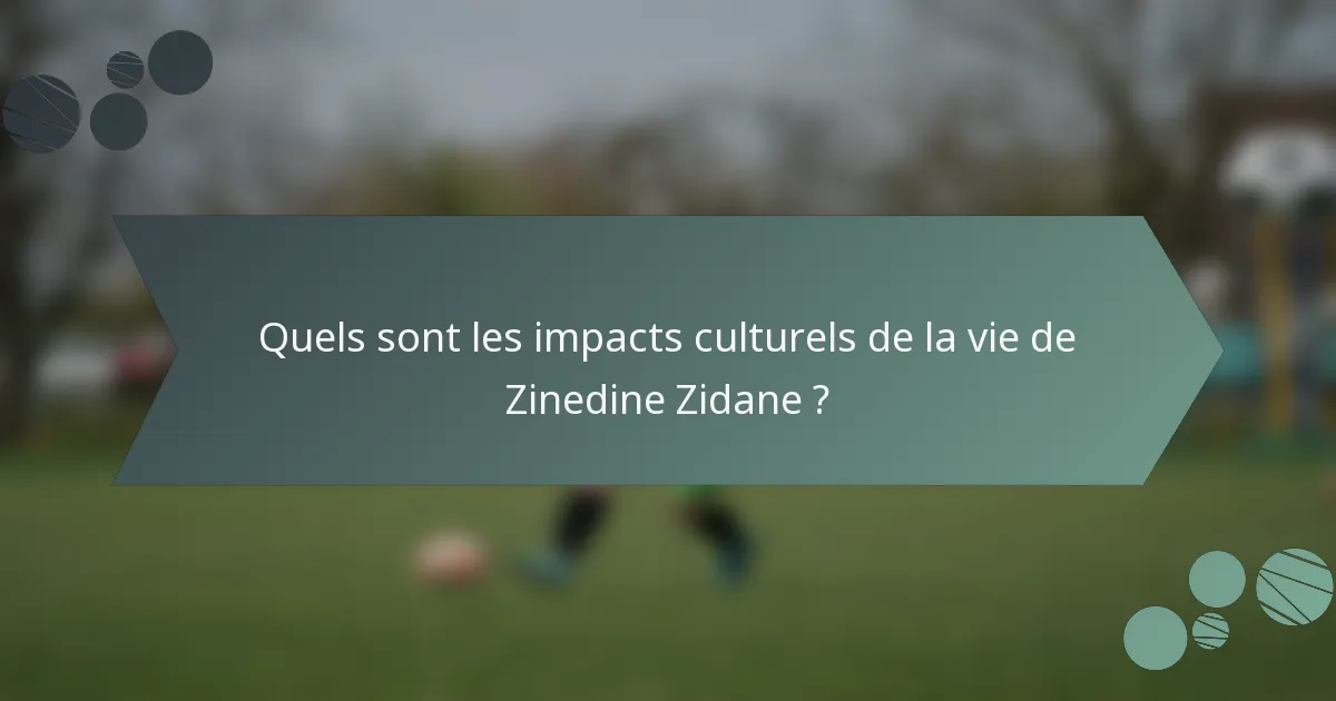 Quels sont les impacts culturels de la vie de Zinedine Zidane ?